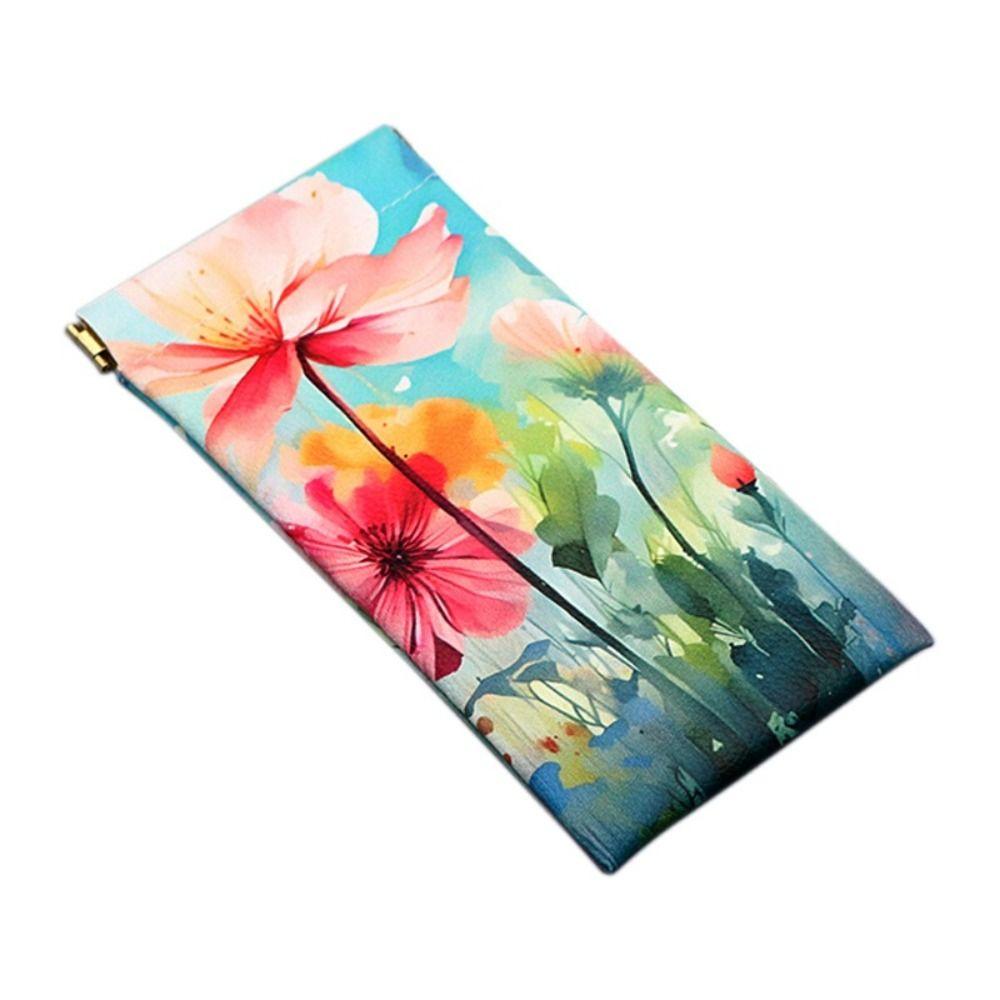 Faux Leather Glasses Case Waterproof Floral Pattern Travel Storage Bag Eyewear Accessories Eyewear Storage Bag Travel Use