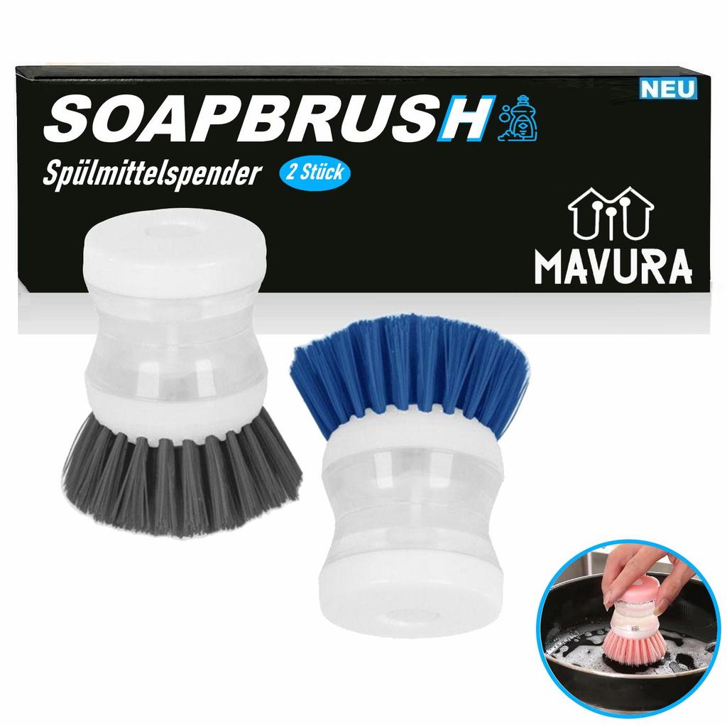 SOAPBRUSH Dish Brush with Detergent Dispenser, Dishwashing Brush for Pot [2 Pieces]