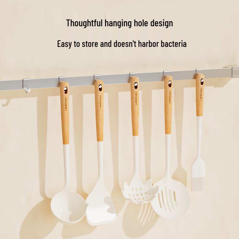 Wenlun Mountain Beechwood Silicone 6-Piece Kitchen Utensil Set