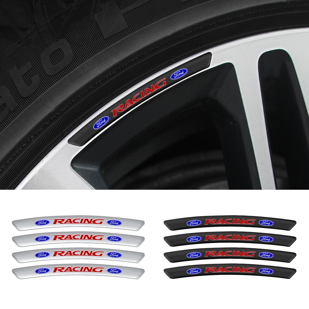 4Pcs Aluminum Car Badges Wheels Rims Stickers For Ford Focus Mk2 MK3 MK7 MK4 Fiesta Mustang Kuga Mondeo Explorer ETransit STLine