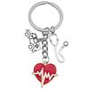 Antique Silver Medical Stethoscope Heartbeat Keychain Pendant