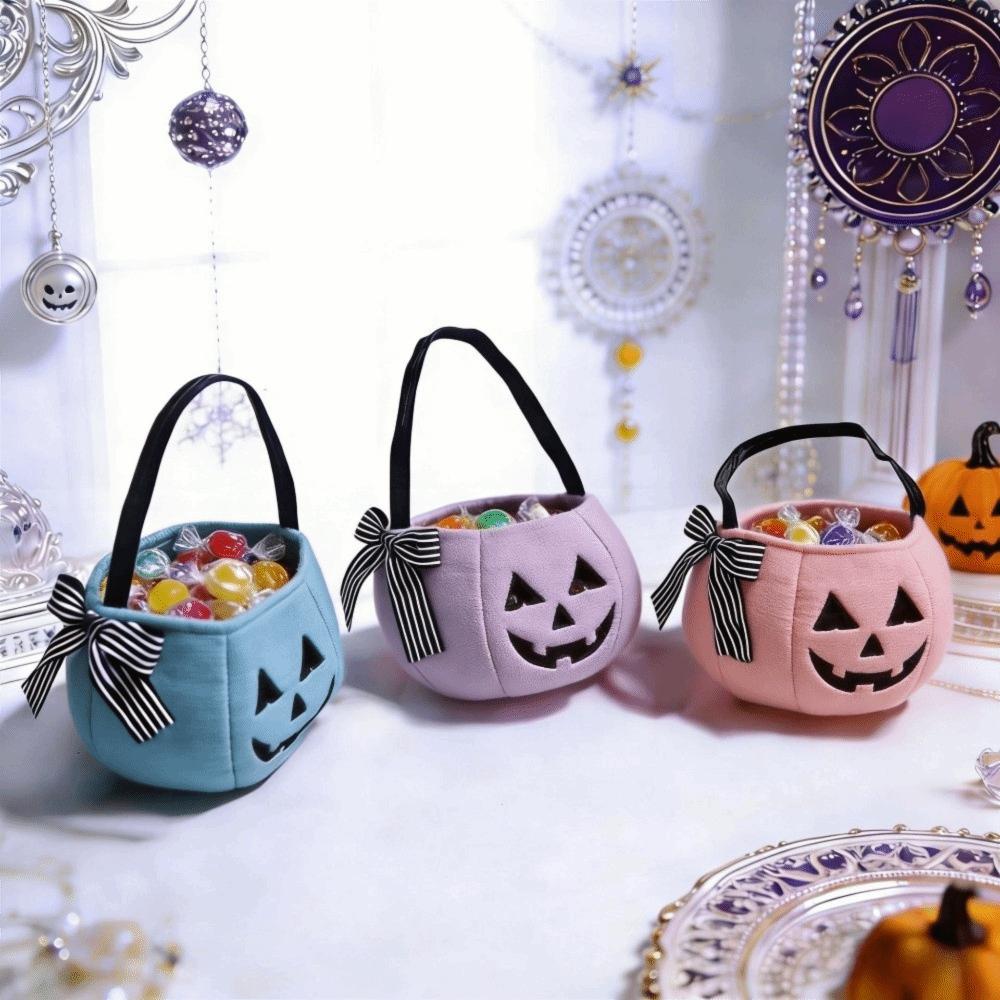 Flexible Ghost Plush Bag Handheld Pumpkin Candy Bucket Halloween Candy Bag Dessert Making