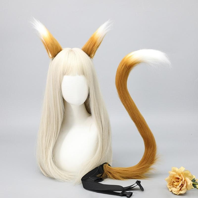 Multiuse Furry Plush Cats Tail Hair Clip and Bendable Tail Props Cosplay Costume Accessories For Women Teens Anime Event