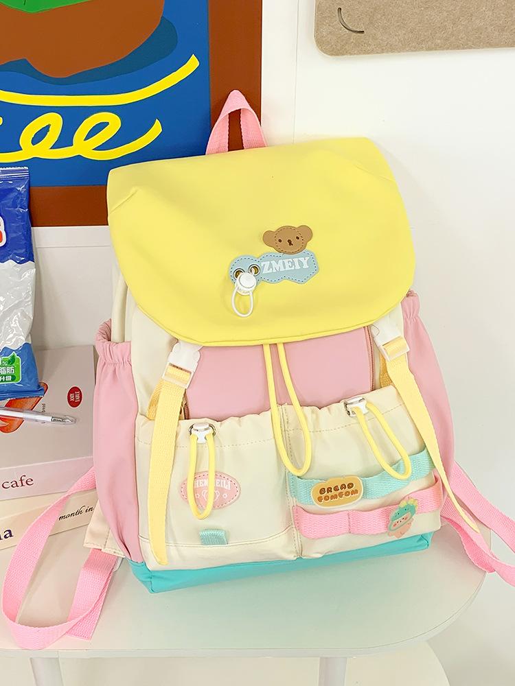 Schoolbag high value dopamine cute backpack schoolbag female middle and high school students contrasting colors large capacity niche design backpack