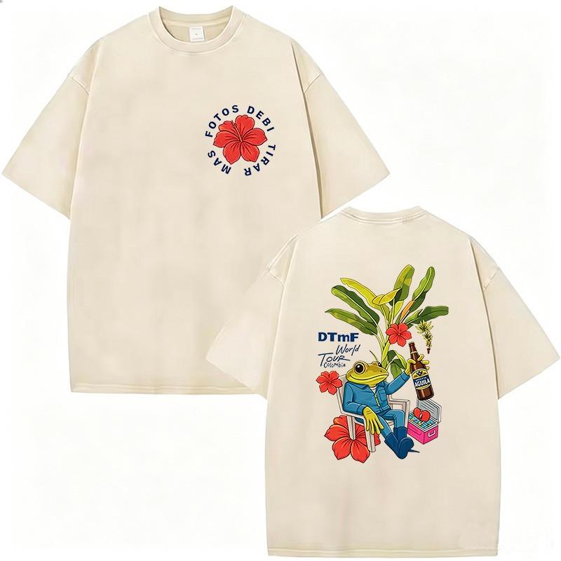 Soft Rapper Bad Bunny Vintage Washed Cotton T Shirts Debi Tirar Mas Fotos DTMF T-shirts  Clothing Fashion T-shirt Couples