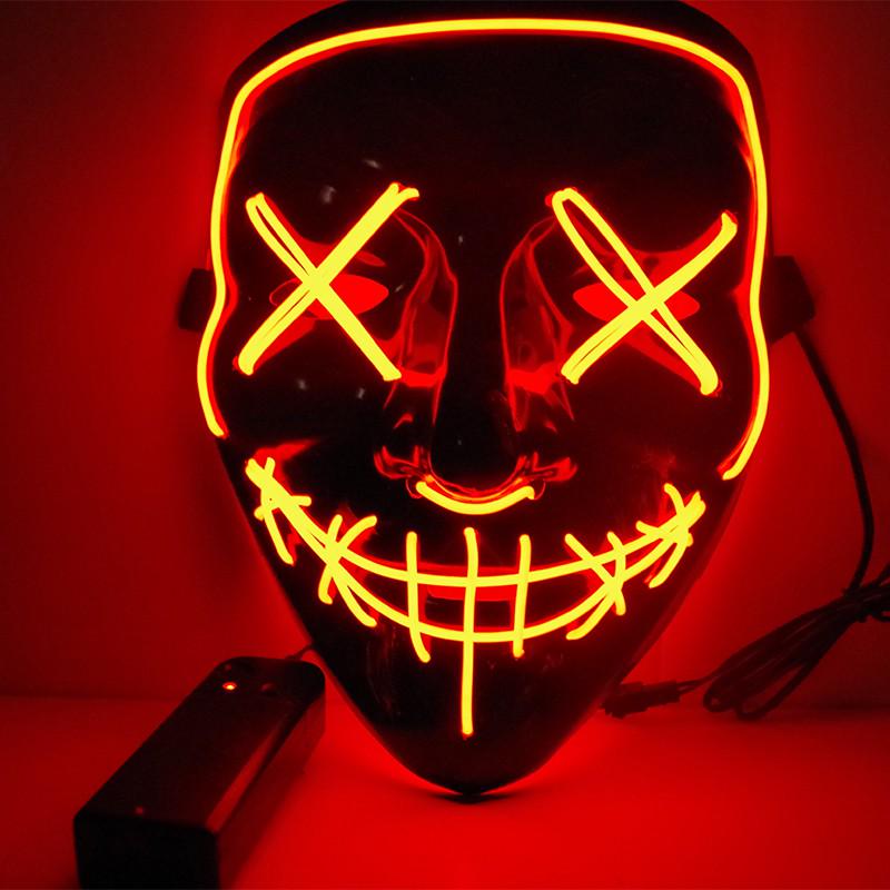 Black Ghost LED Sound-Control Mask - Luminous V Shape Halloween Prop