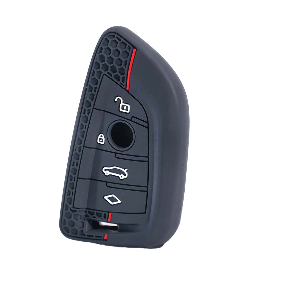 Silicone Key Fob Cover Compatible with BMW 1 2 3 4 5 6 7 Series X1 X2 X3 X4 X5 X6 X7 M Series Smart Keyless Soft Grip Texture