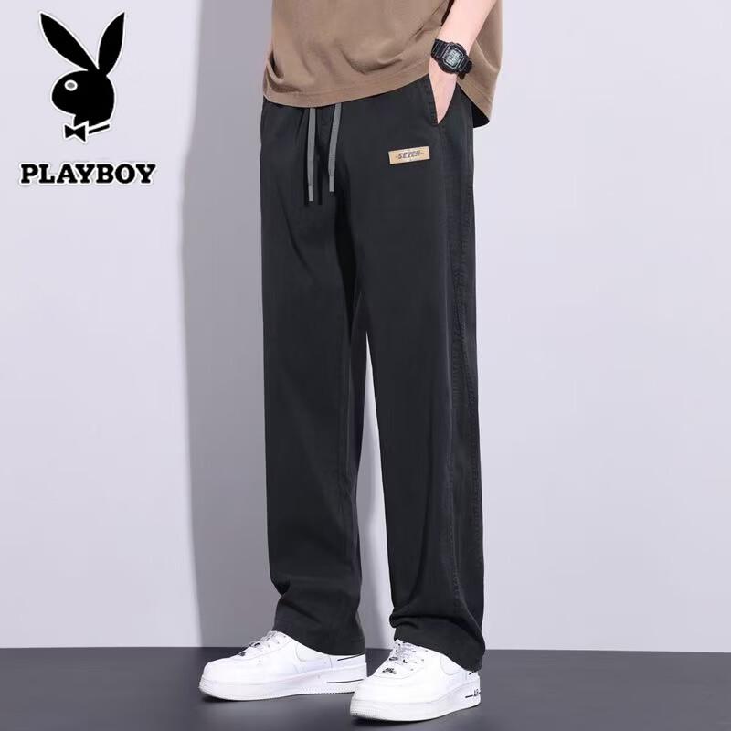 PLAYBOY Men s Summer Loose Straight Cool Tencel Casual Pants M