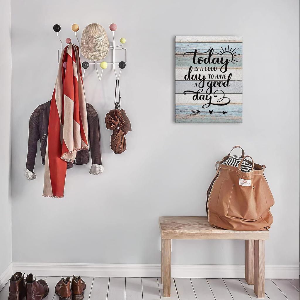 PHAMTE Home Today Is a Good Day To Have a Good Day pirational Quotes Wall Art, Rustic Farmhouse Motivational Saying Print Framed Canvas Painting
