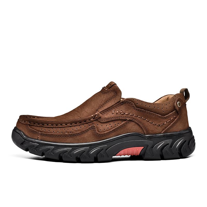 FashionFashion Spring Autumn Men Tooling Male Comfortable Platform Shoes Business Genuine Leather Loafers Slip on Men's Shoes Round Toe