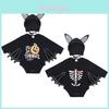 Adorable costume de chauve-souris Halloween Cosplay pour bébé garçon fille tout-petit, ensemble barboteuse avec chapeau