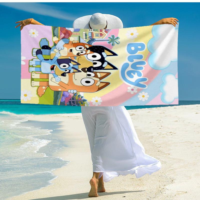 Ultra-Soft Beach Towel with Bluey Theme,Ideal for Pool - Camping, Diving - Perfect Travel Essential, Vibrant Beach Towel.