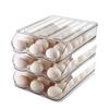 Egg Holder for Fridge,Automatically Rolling Egg Storage Container for Refrigerator Large Capacity Egg Organizer for Fridge with Lid Clear Plastic