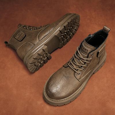 High Quality Men Casual Leather Work Safety Boot For Work Boots Round Toe Flat Designer Shoes Comfy Antiskid Oxfords Ankle Boots
