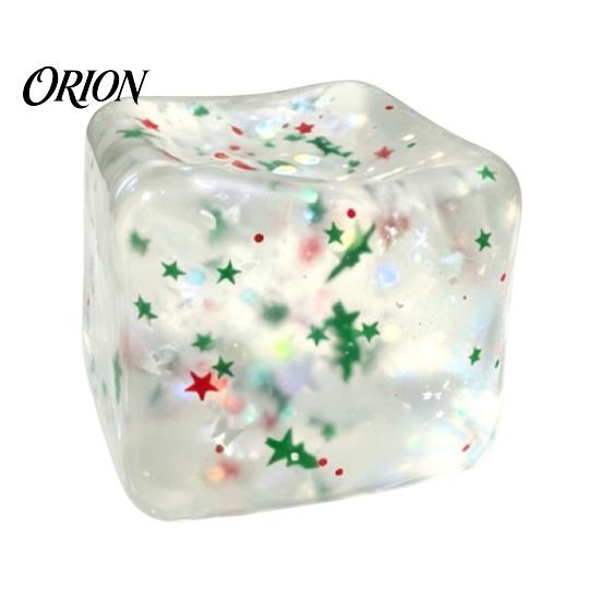 Ice Cube Sensory Toys Christmas Squeeze Toy, Confetti Filled Stress Relief Hand Therapy Balls Slow Rebound Clear for Anxiety Reduction Party Favors