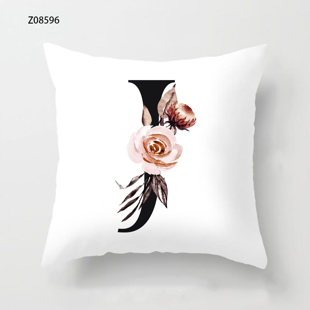 

Чехол для подушки с цветочным алфавитом, подушка с монограммой, семейный наволочка, персонализированные наволочки, домашний декор 45x45 450mm*450mm