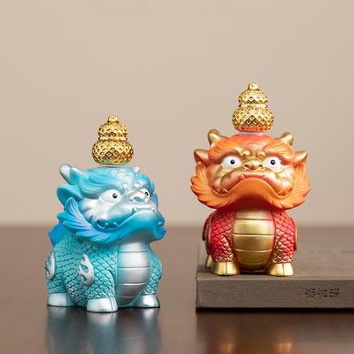 Resin Painted Pixiu Sculptures and Figurines  Chinese Mascot Divine Beast Home, Room, Office, Car Wealth Luck Feng Shui Decor