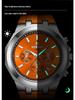 Men's Quartz Watch with Silicone Band, Multifunctional Design, Three Subdials, Six Hands, and Calendar.