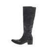 Big tube around boots women spring and summer leather babes but knee boots pointed thick heel black pile boots women