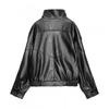 Womens Vintage Motorcycle Style Faux Leather Biker Jacket Stand Collar Loose Fit 2025