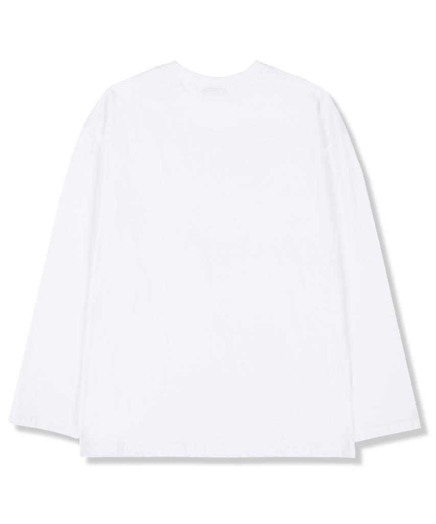 MIDNIGHT12AM Starpoint Oversized Long Sleeve T-Shirt White (Ribbed Cuffs Selectable)