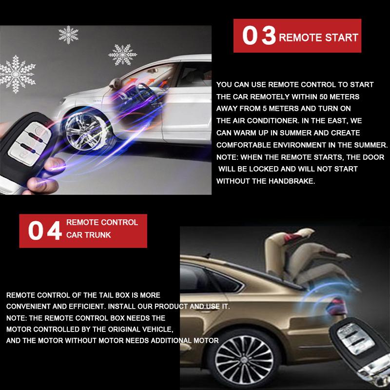 Car Engine Fingerprint Push Start Button Lock Keyless Entry Start Stop Ignition Remote Tail Box Function