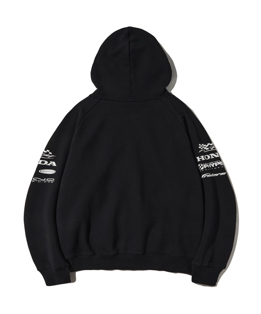 Felpa con cappuccio e zip Phyps Motorcycle Honda Racing Logo_Nera