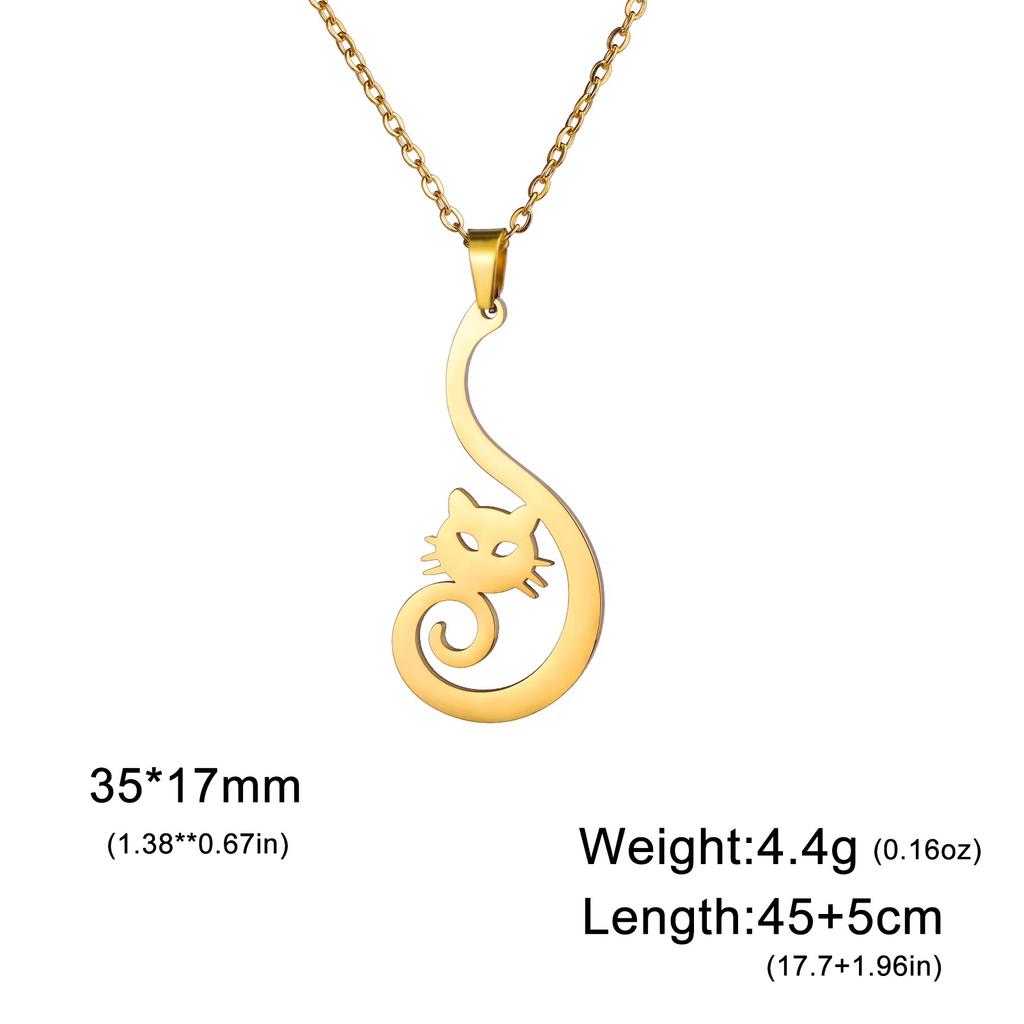 Teamer Cat Kitten Pendant Necklace Stainless Steel Pet Animal Necklace Cute Funny Cat Daily Jewelry for Women Girls No Rust
