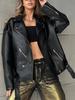 New women's PU leather jacket autumn and winter retro cycling motorcycle suit BF style women's leather jacket