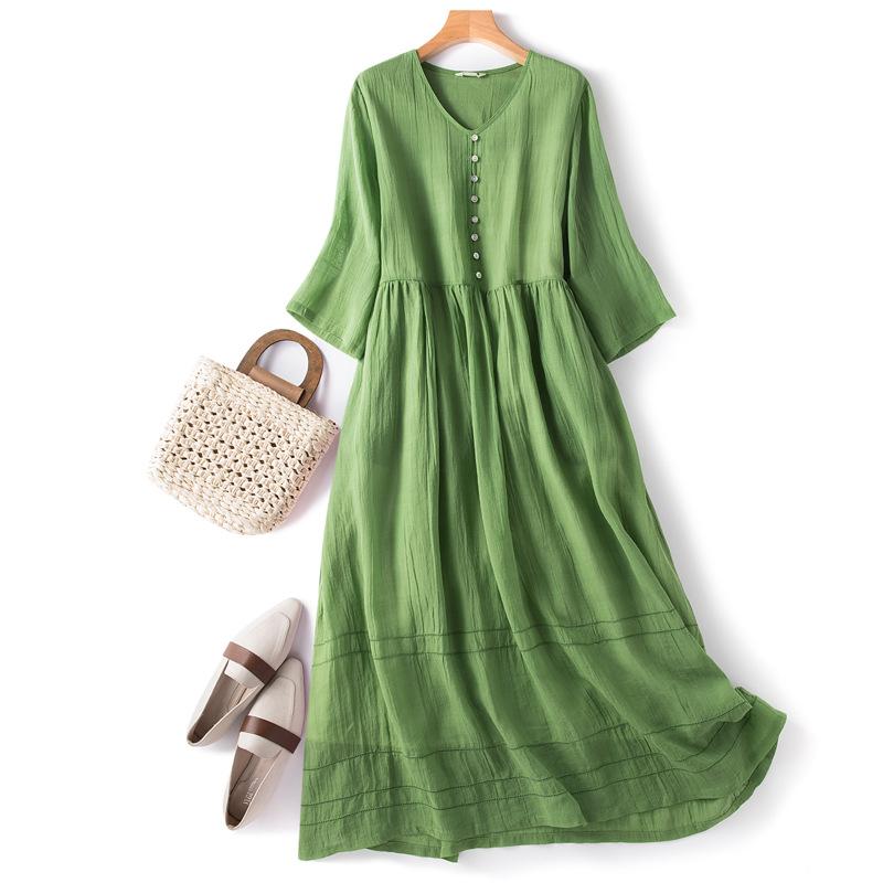 Women White Beach Dress Solid Summer A Line Half Sleeve Shirt Dress Casual Loose Pocket Sundress Holiday Baggy Long Robe