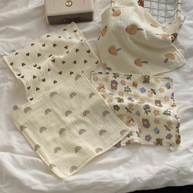25x25cm Simple, Cute and Fresh Cotton Yarn Absorbent Face Towel Small Square Towels Soft Household Cleaning Tool Accessories