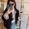 Unisex Reversible Striped Lapel Oversized Jacket for Spring & Autumn