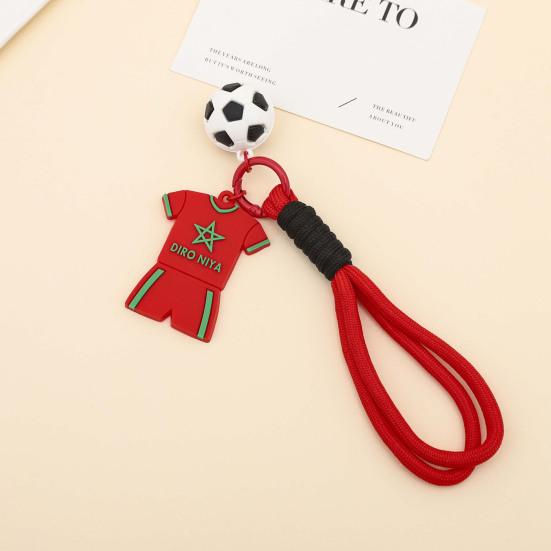 Schlüsselanhänger Anhänger, Dicker geflochtener Seil Mini Fußball Anhänger, Weicher Gummi Trikot Charm Schlüsselanhänger, Argentinien Brasilien Deutschland Teamfarben Fan Geschenk