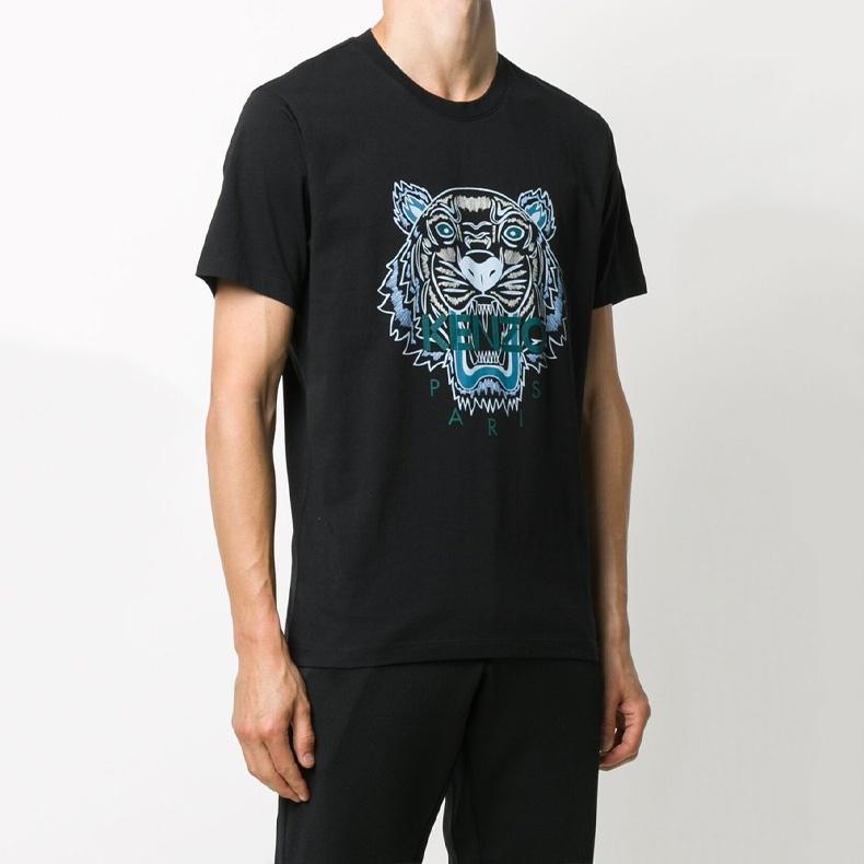 Men's KENZO Tiger Printing Short Sleeve Black FA65TS0204YA-99