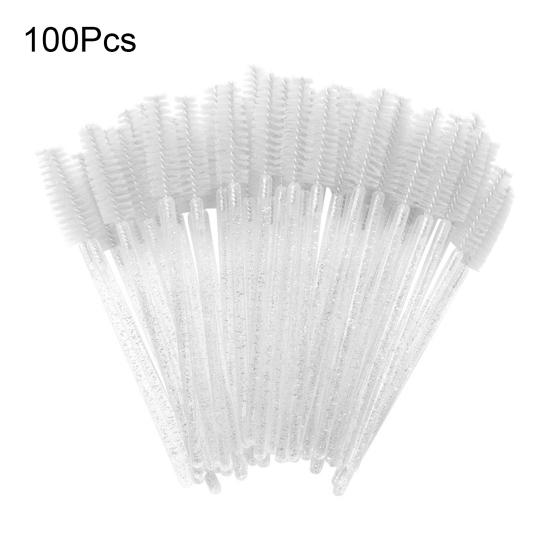 100Pcs/Bottle Disposable Mascara Wand Eyelash Brush Faux Crystal Eyebrow Spoolies Brush Portable Lash Makeup Applicator Brush Tools