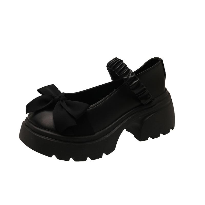 White Thick Heel Thick Sole Mary Jane Small Leather Shoes Women's New Autumn Retro Light Mouth Single Shoes