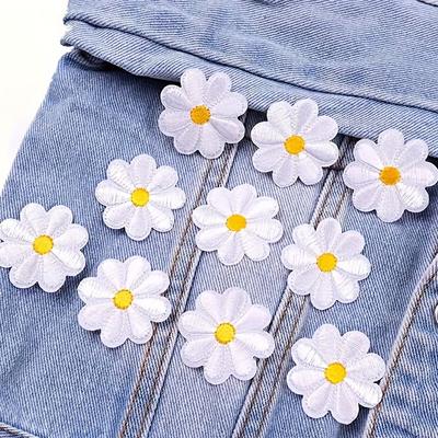 10Pcs Daisy Flower Patches Sunflower Embroidery On Patches for Clothes Jeans Bags Hats Shoes DIY Sew