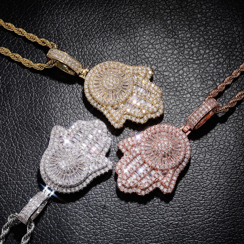 Men's Trendy Retro Fatima Hand Zircon Necklace