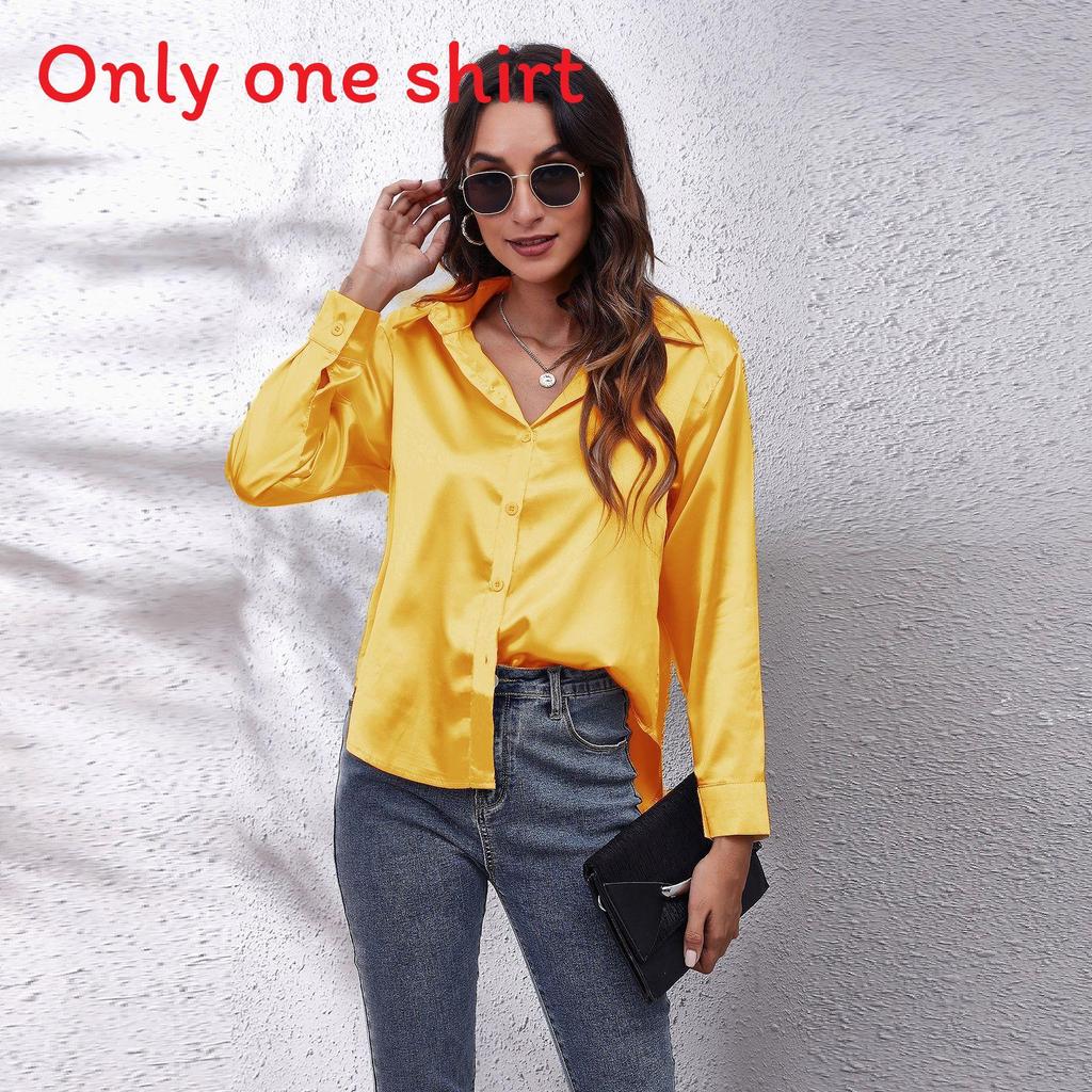 Satijnen Blouse Voor Dames Met Lange Mouwen En Knoopsluiting Voor Kantoor
