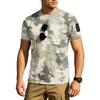 Men Tactical Camouflage Pattern Crew Neck Loose Fit Short Sleeve Outdoor Quick Dry T Shirt with Velcro Patch Panel