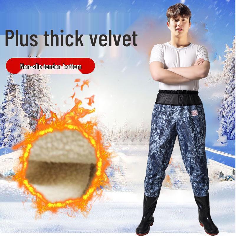 Insulated Waterproof Fleece-Lined Waders: Half-Body, Full-Body, Wear-Resistant Fishing Pants with Leather Reinforced Crotch