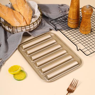 6-håligheter Kexpinneform Non-stick Kolstål 3D Cylinder Muffin Lång Remsa Kakform Kök Bakverktyg