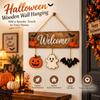 2D Flat Pumpkin Ghost Bat Wood Plaque Wear-Resistant Rustic Welcome Board Pendant  Home Outdoor Use