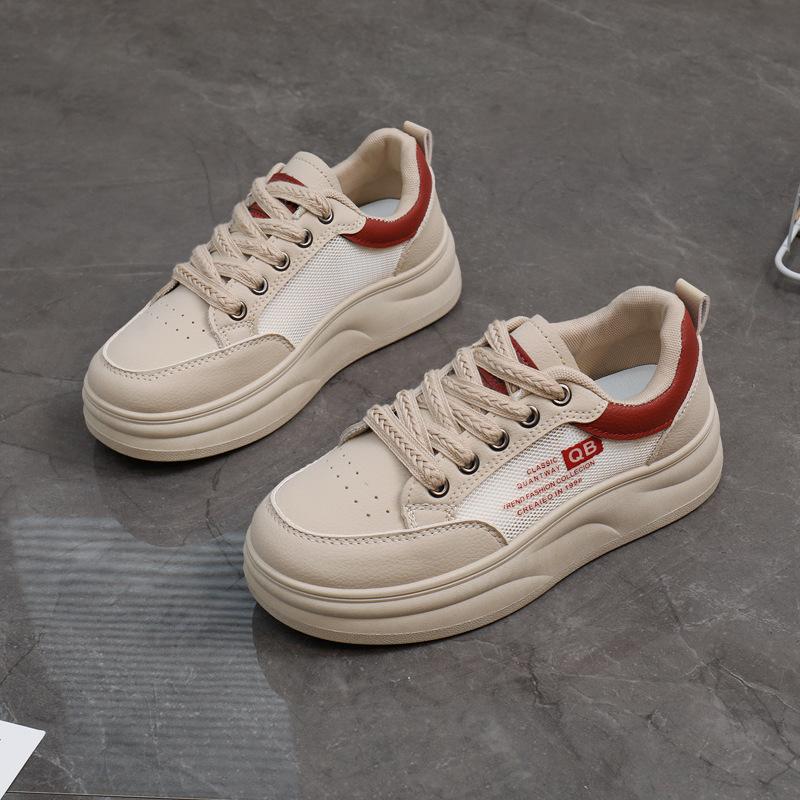 2025 Summer New Korean Ins Breathable Little White Shoes Hollow Casual Board Shoes Thick-soled Versatile Muffin Shoes YB7306