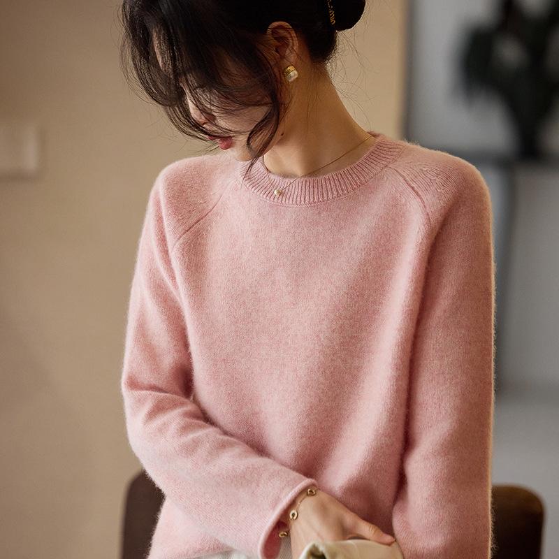 Spring Wide Round Neck Wool Solid Color Knitted Sweater Wool Thin Backing Shoulder Wool Batch Tide