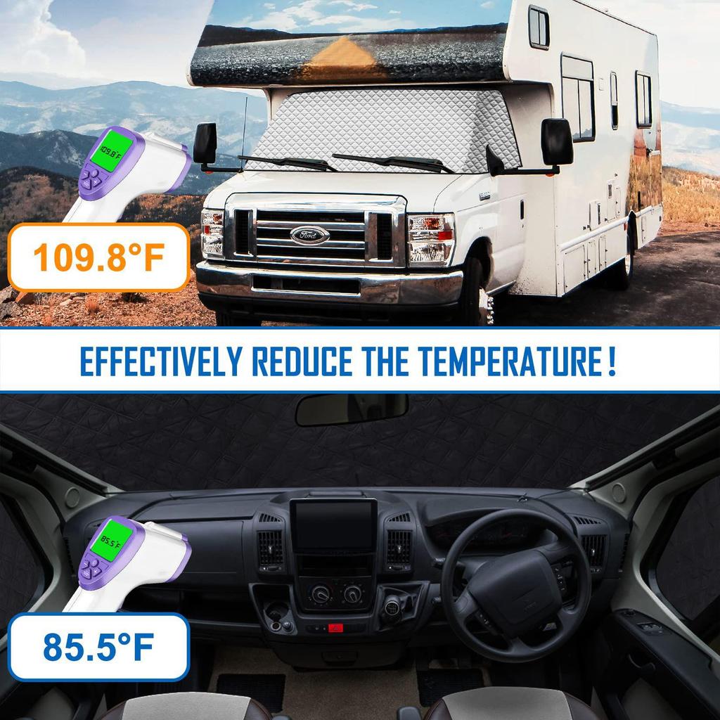 Ford E450 Motorhome Windshield and Side Window Sunshade Shield