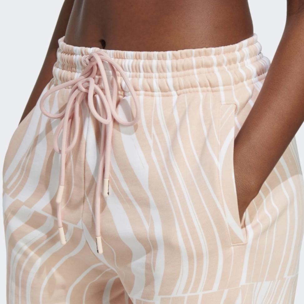 Adidas Patterned Print Drawstring Elastic Waist Joggers Women Bottoms Pale-Pink HR9245