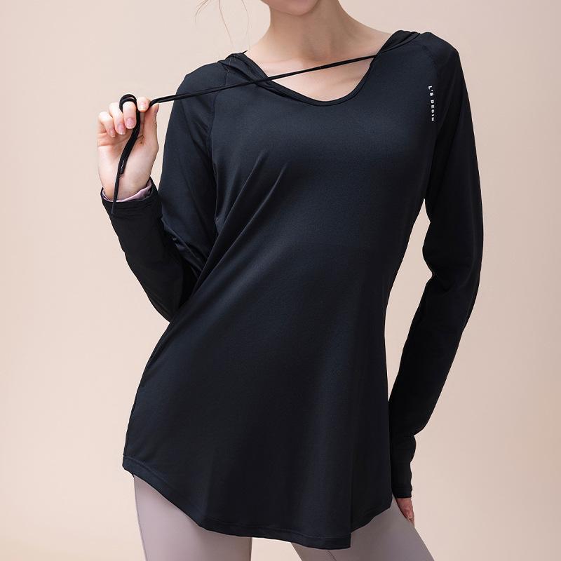 

Женское спортивное худи большого размера для похудения - Повседневный топ для йоги, с длинным рукавом для весны/лета Small чёрный