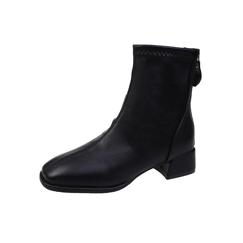 Slimming Short Plush Women Ankle Boots Autumn Winter Ladies Concise Thick Heel Short Botas Zapatos De Mujer