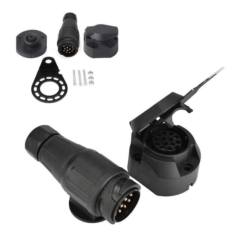 12V 13Pin Trailer Plug Socket Connector Adapter Bracket for Trailer Caravan Towing Towbar